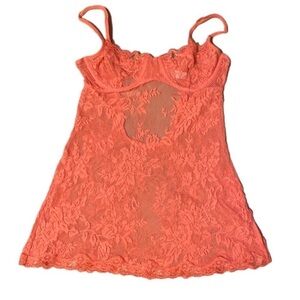 2007 Victoria’s Secret Very Sexy Sheer Coral Lace Babydoll Lingerie VS Small S